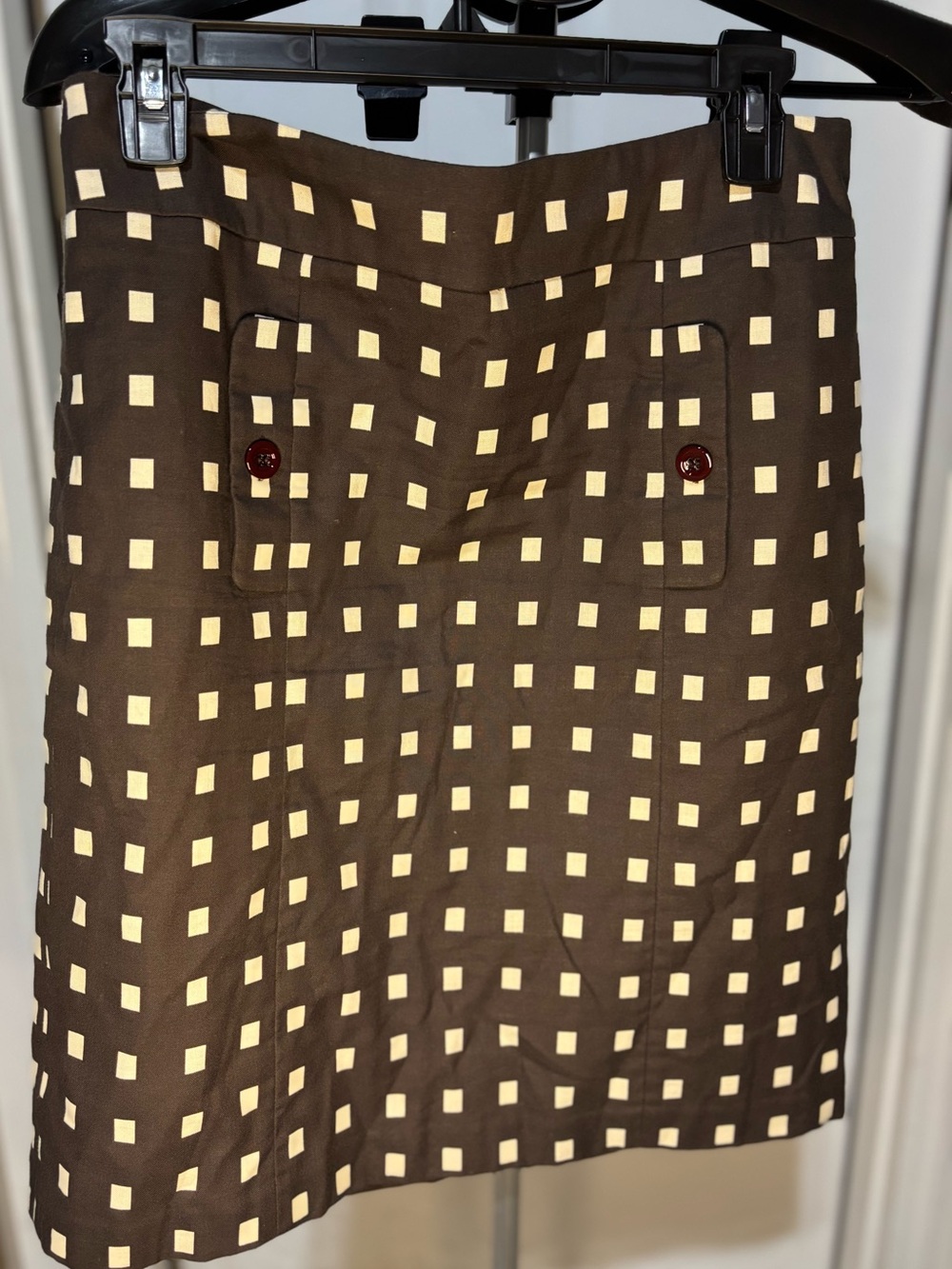 Ann Taylor Brown Geometric Print Pencil Skirt Size 4 100% Cotton